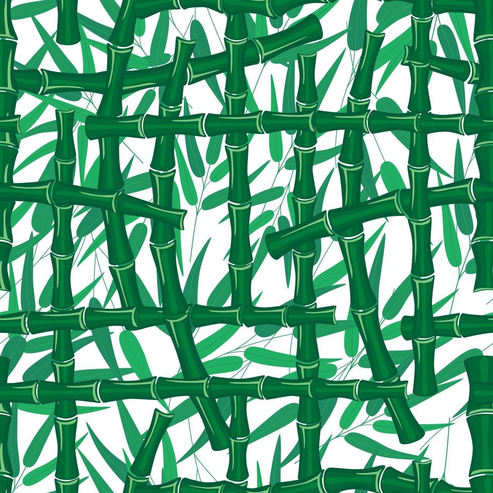 Rainforest backdrop. Leaves branches stem bamboo wallpaper. vector