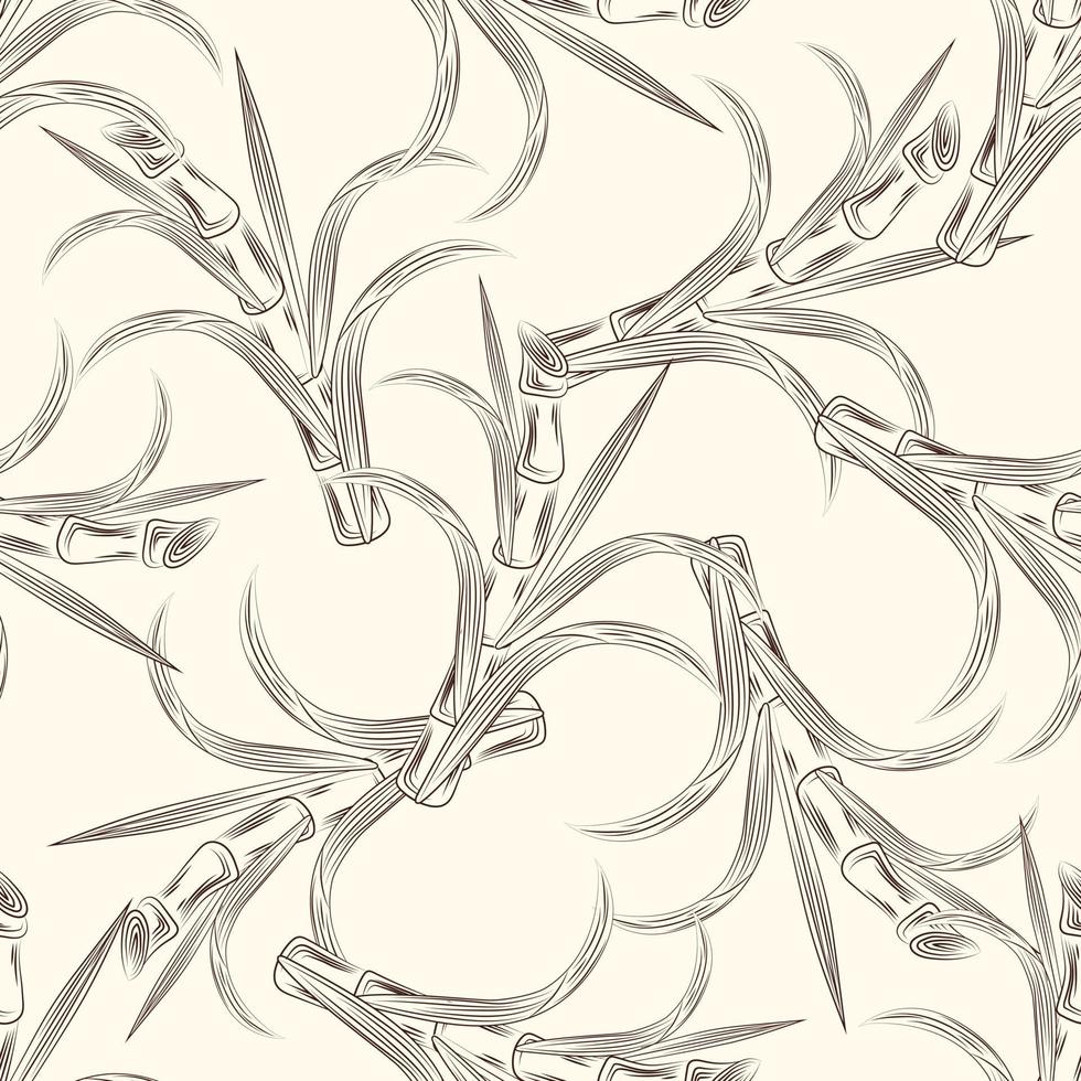 Sugar cane stalks with leaves seamless pattern. vector