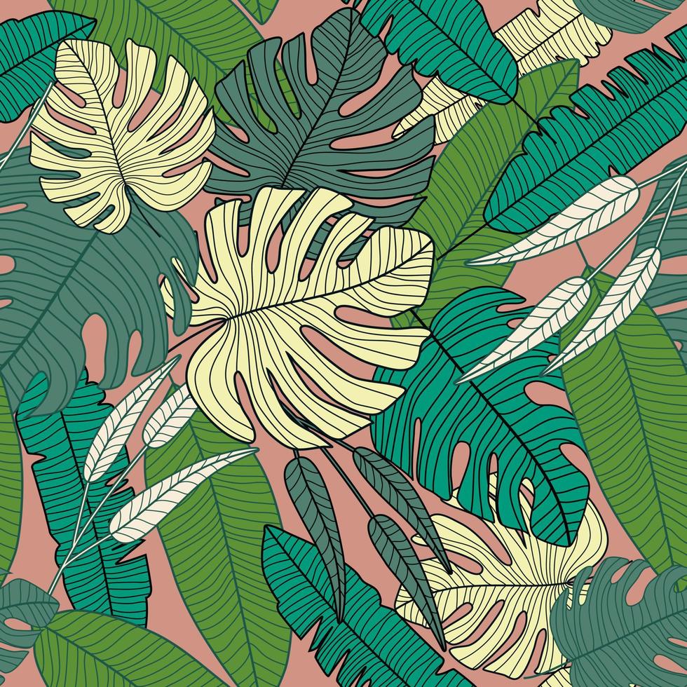 Modern exotic tropical pattern, botanical leaf seamless pattern. vector