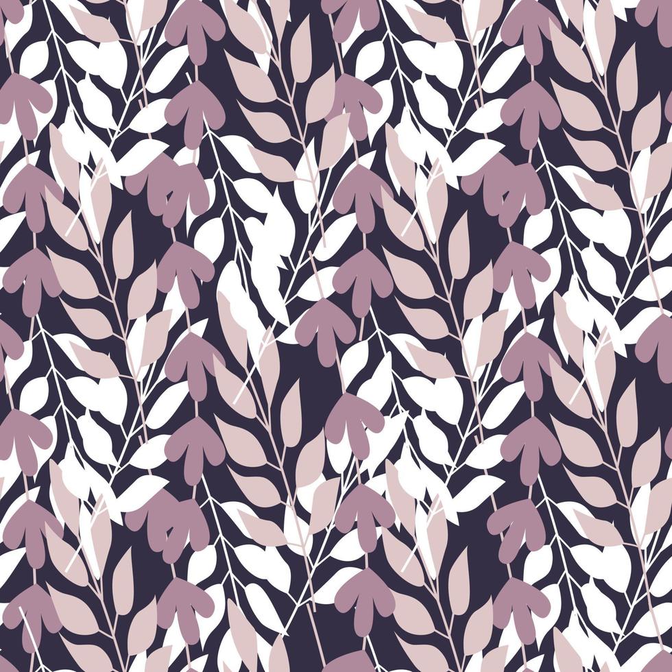 Forest Herbal leaves and grass seamless pattern. vector