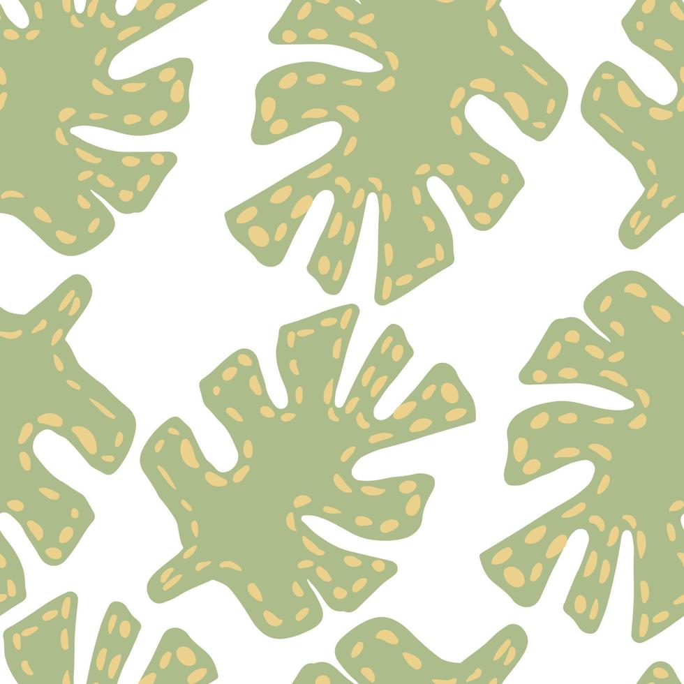 Simple freehand tropical green leaves seamless pattern. vector