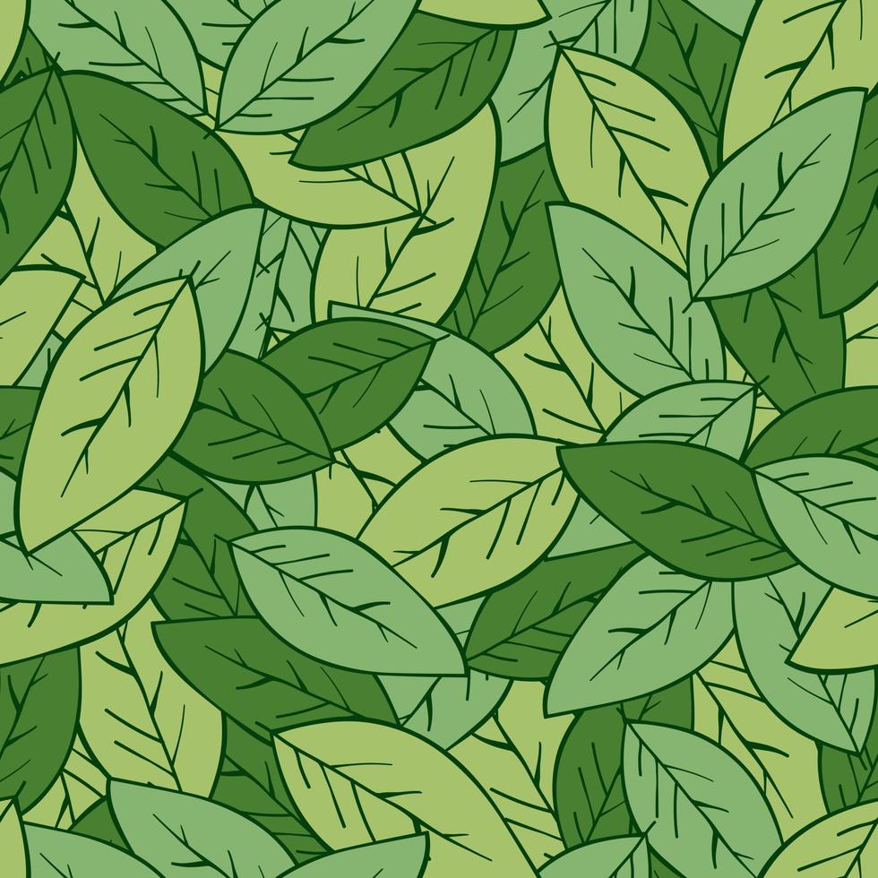 Abstract green leaves seamless pattern. Exotic plant print vector