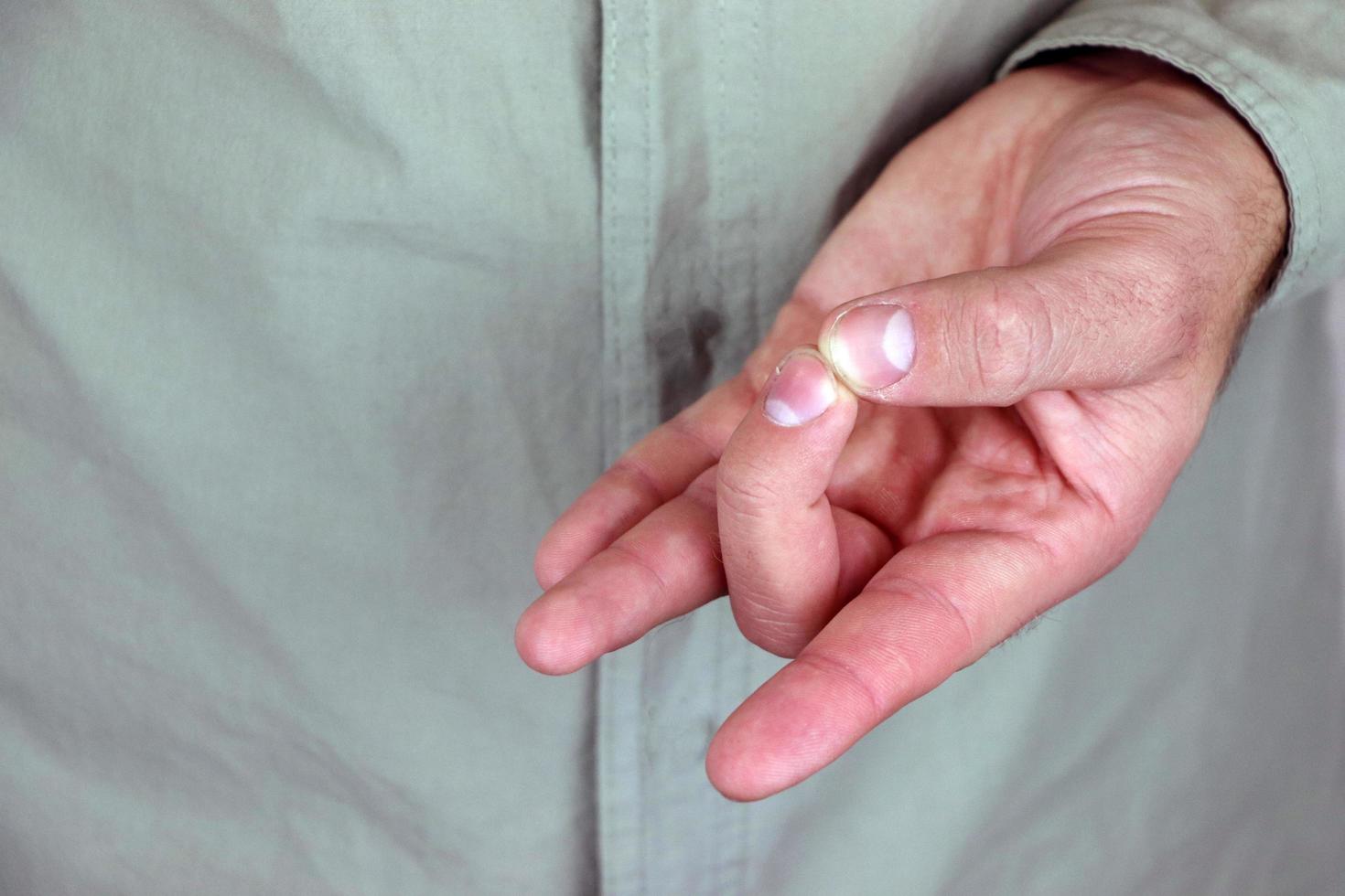 Shuni mudra. Yogic hand gesture. Hand spirituality hindu yoga of fingers gesture. photo