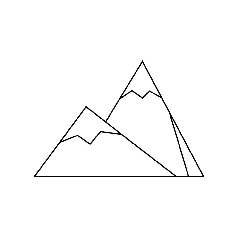 Outline mountain icon. Mountain peak symbol illustration vector