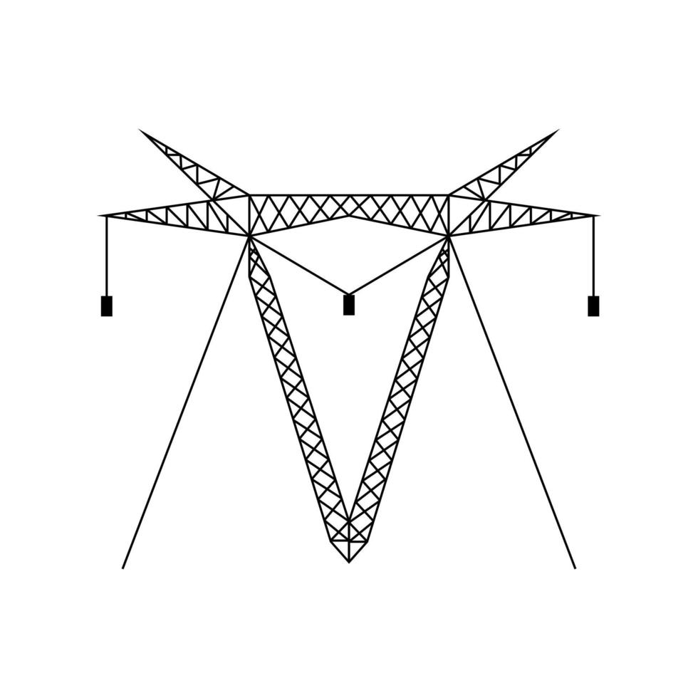 High voltage electric pylon icon. Power line symbol. vector