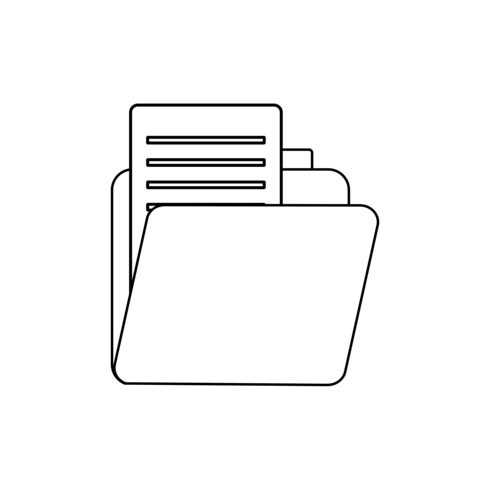 Outline folder icon with documents. Folder simple vector illustration