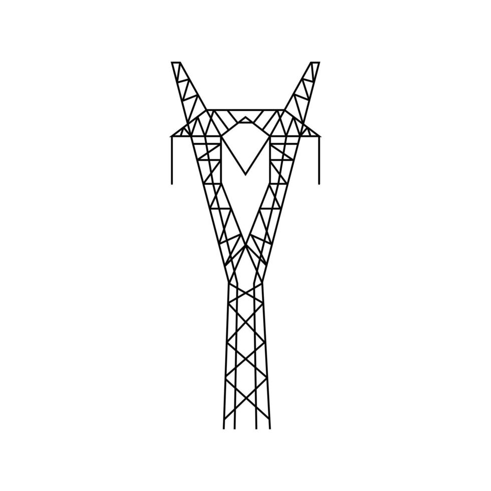 High voltage electric pylon. Power line symbol. Electric power line tower vector