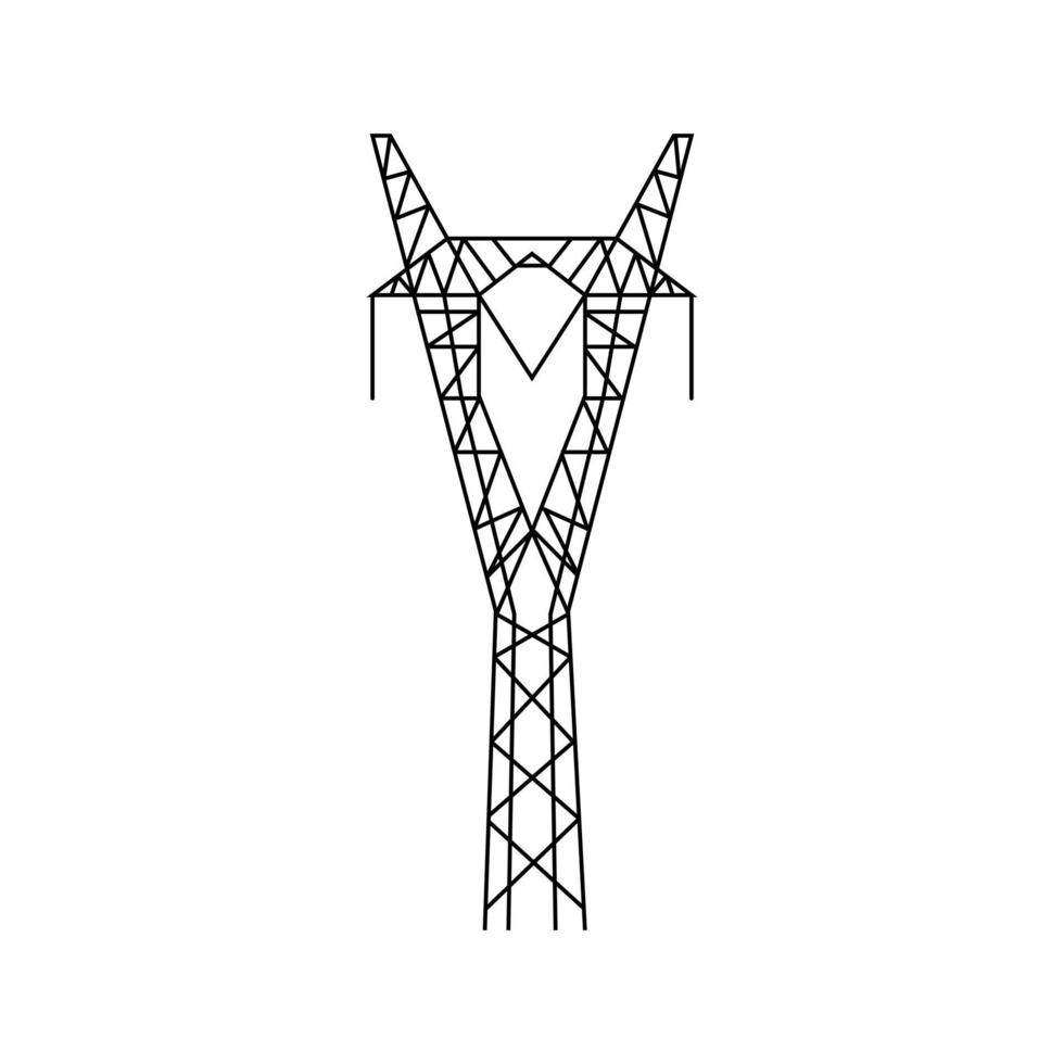 High voltage electric pylon. Power line symbol. Electric power line tower vector