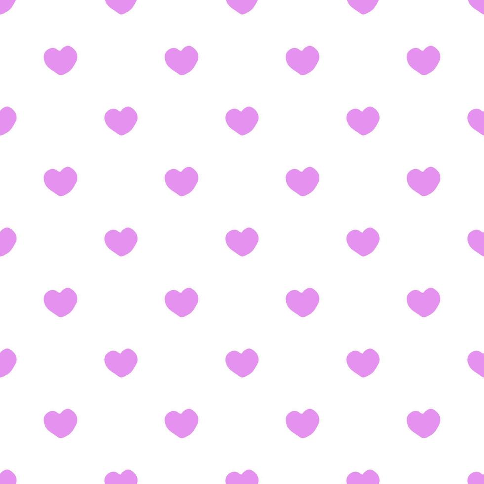 Geometric purple hearts seamless pattern on white background. vector
