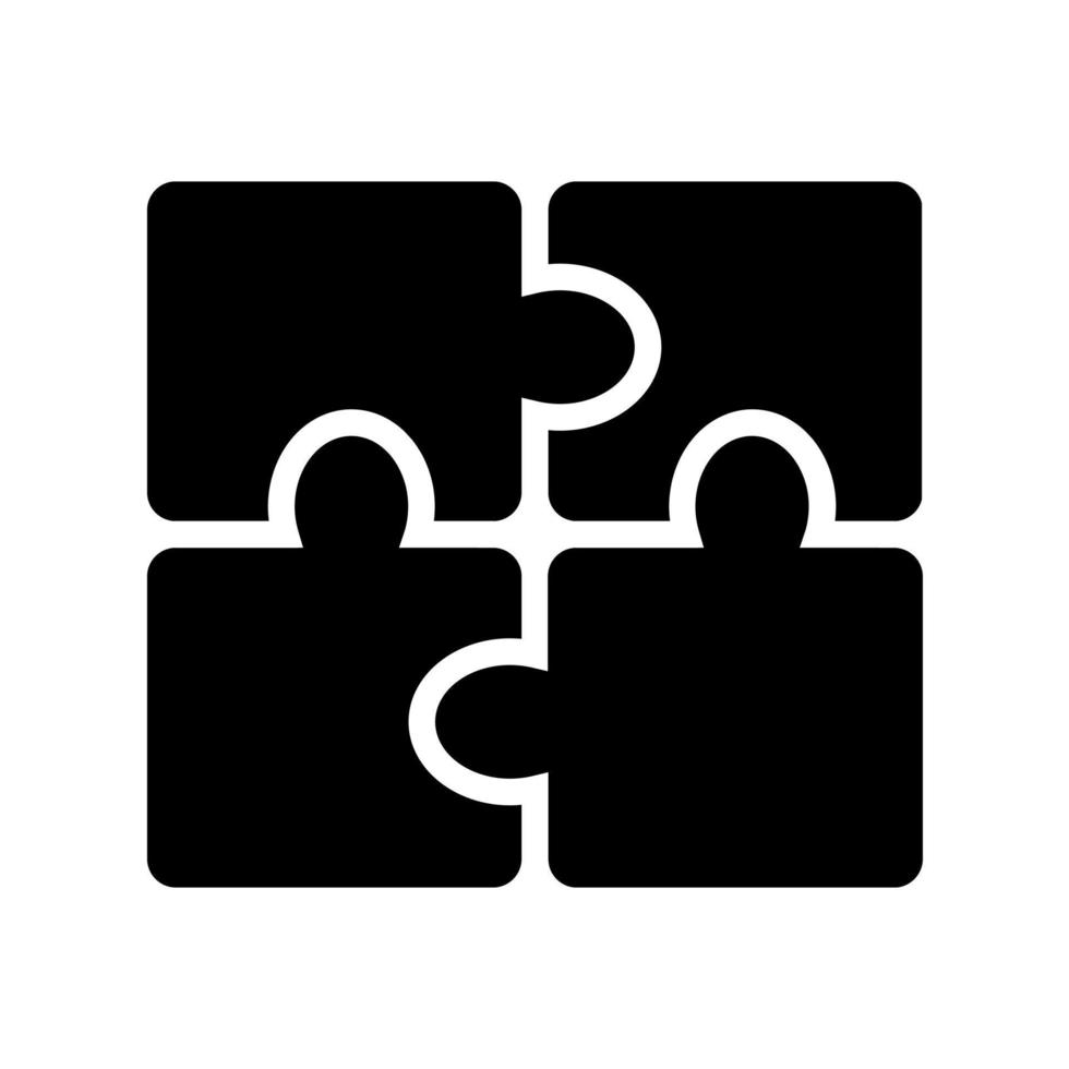 Glyph puzzle icon. 4 pieces puzzle design. Simple vector illustration isolated