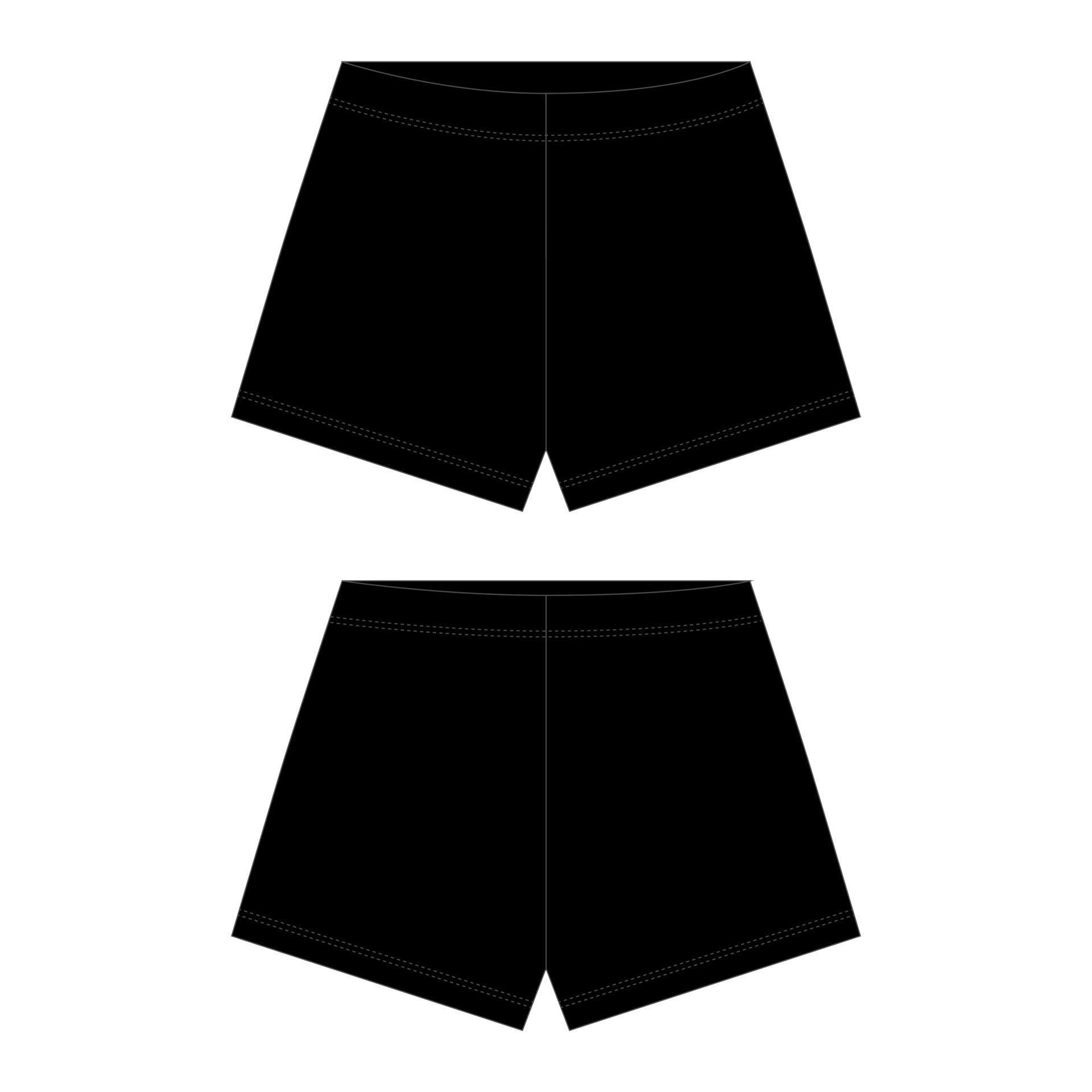 Technical sketch unisex shorts in black color Outline shorts pants