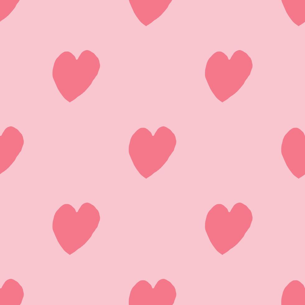 corazones simples de patrones sin fisuras sobre fondo rosa. Fondo de pantalla del 14 de febrero. vector