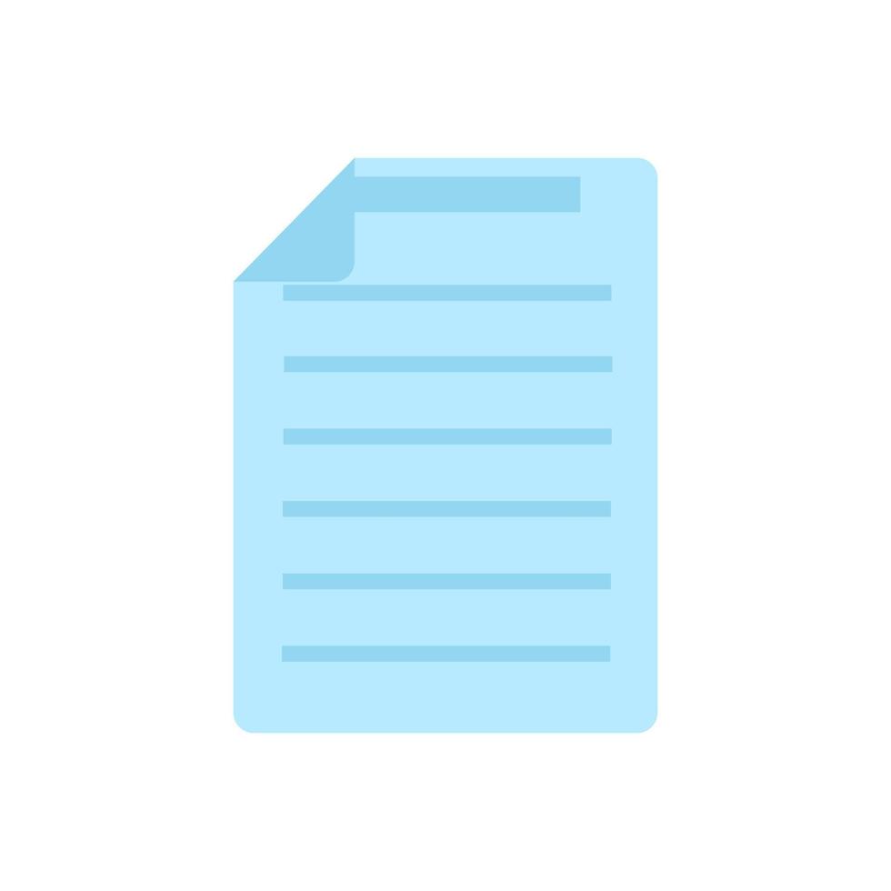 Document Icon. Blue symbol on a white background. Flat style vector illustration