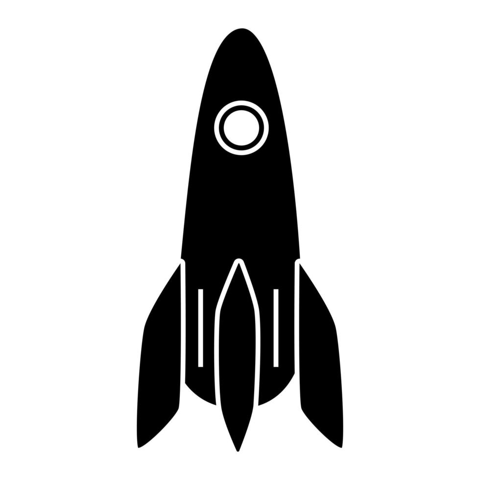 Glyph rocket icon. Spacecraft symbol. Spaceship button. vector