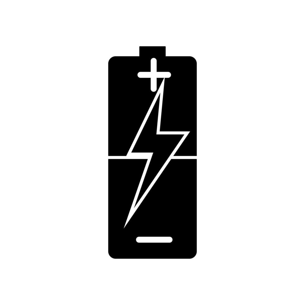 Glyph small battery with medium charge icon. Simple vector isolated