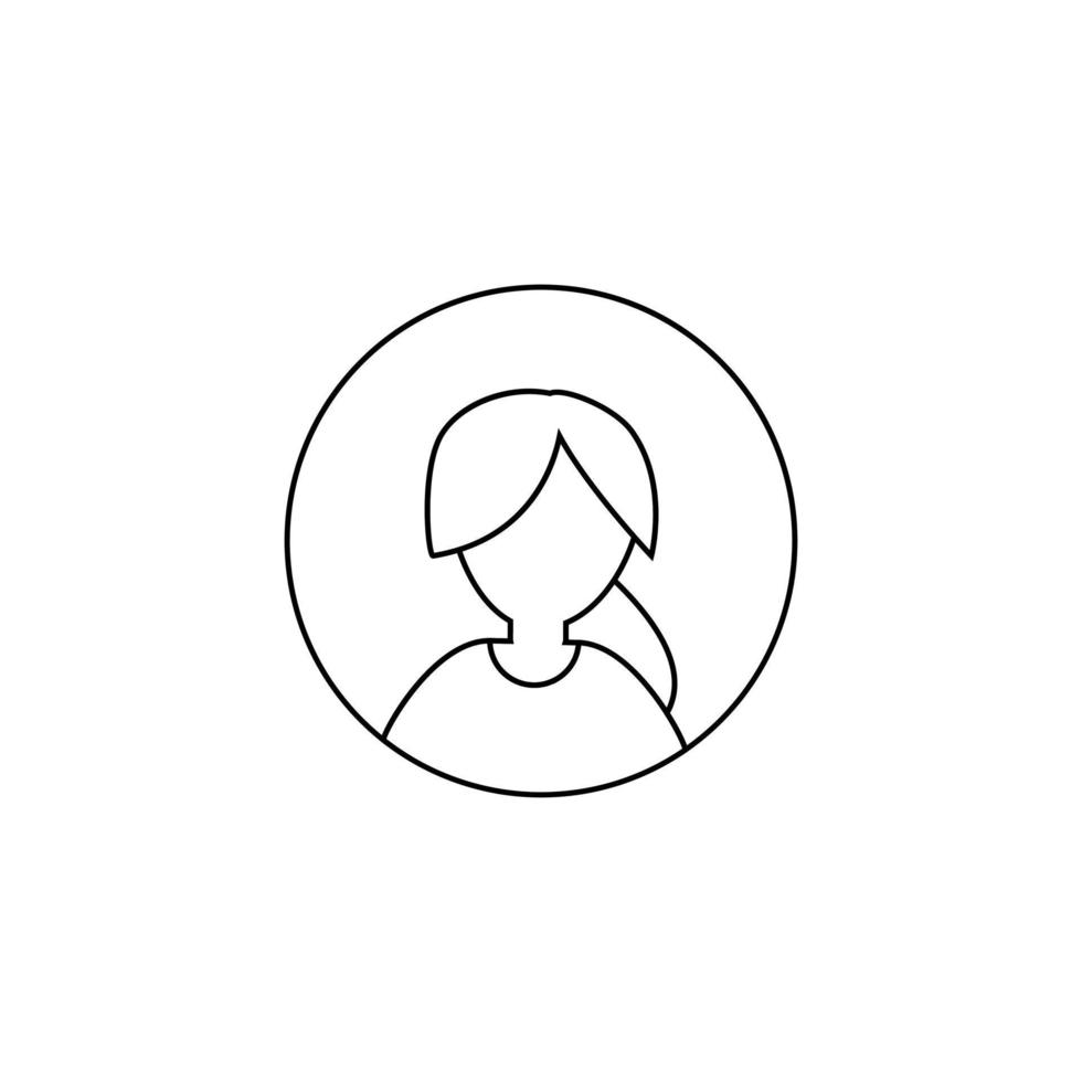 icono de avatar femenino de contorno. símbolo de mujer. vectores sencillos