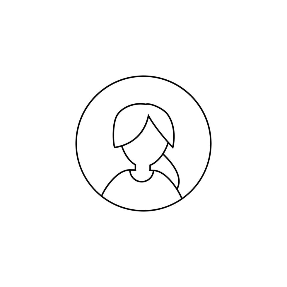 Outline female avatar icon. Woman symbol. Simple vector