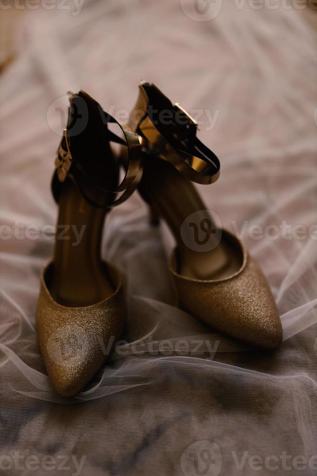 Luxurious brown wedding shoes photo