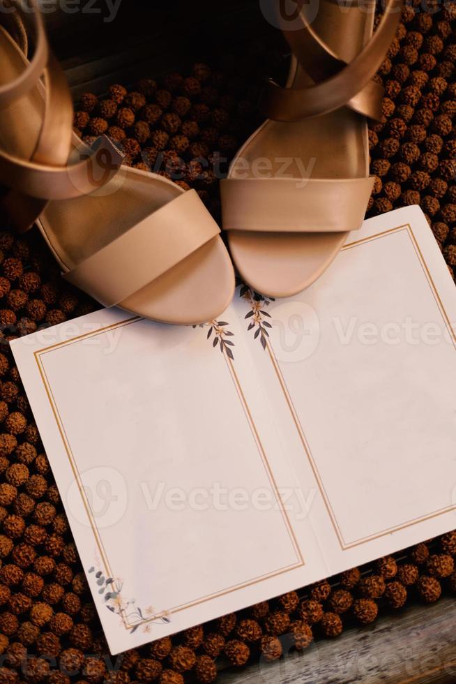 Luxurious brown wedding shoes photo