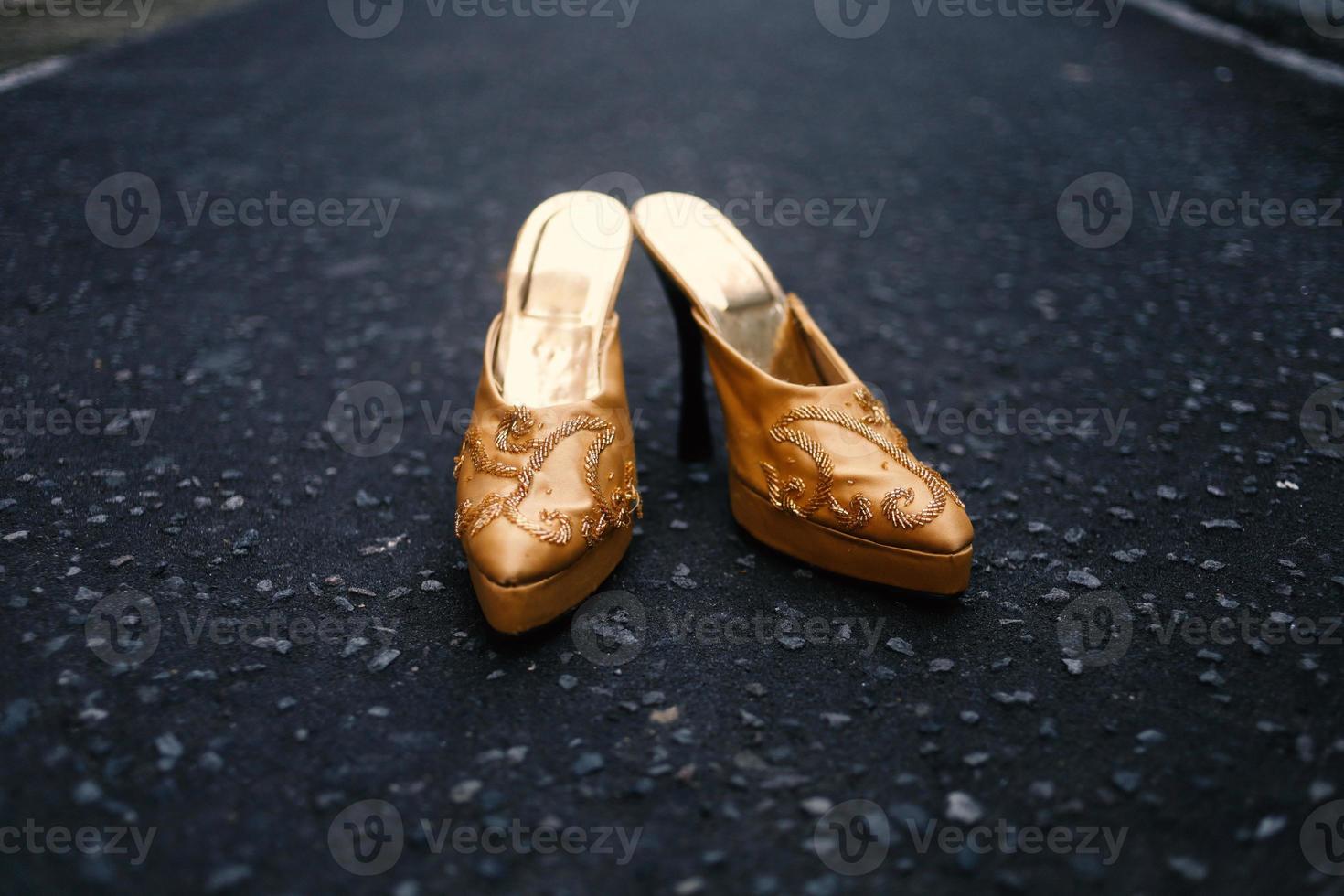 Luxurious brown wedding shoes photo