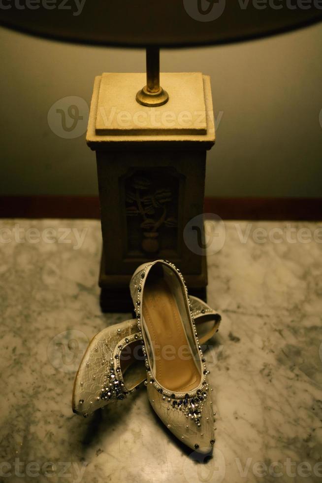 Luxurious brown wedding shoes photo