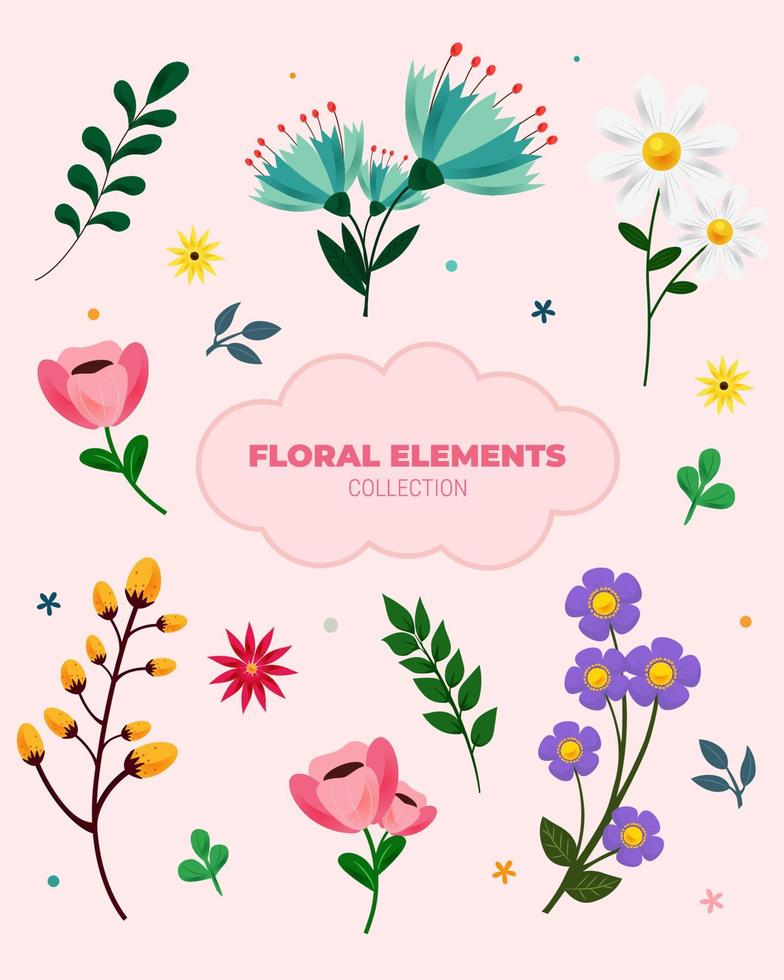 colección de elementos florales vector