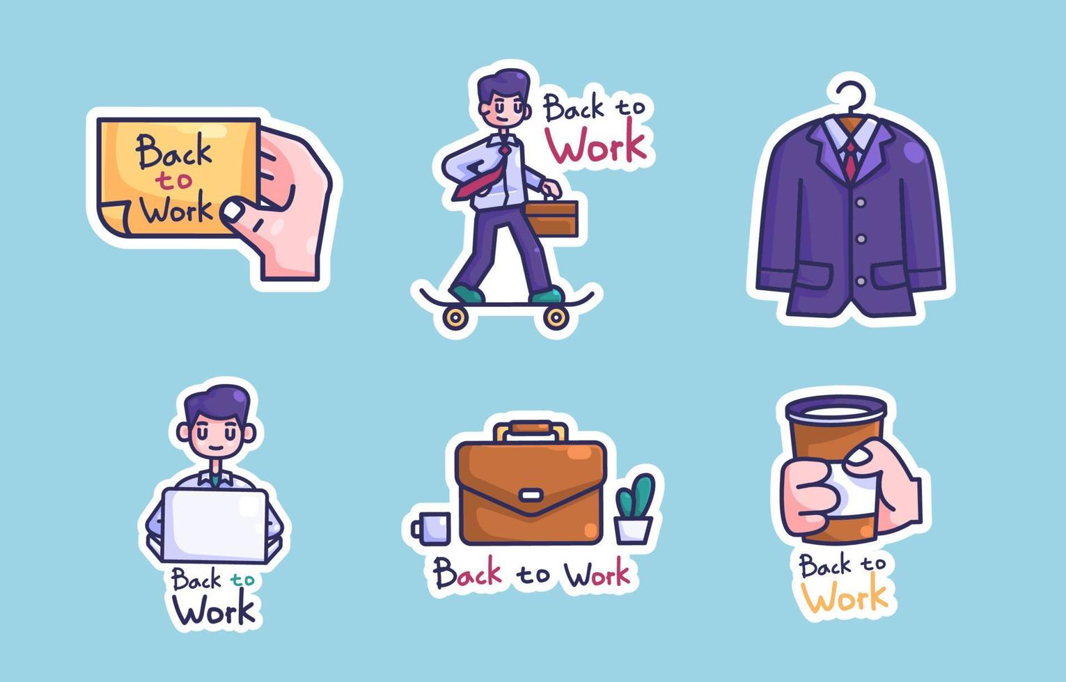 Back to Work Sticker Collection vector