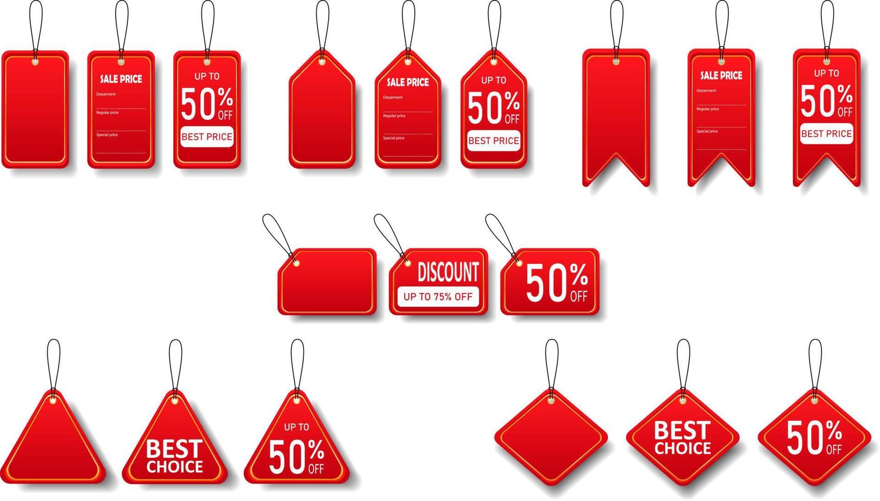 royal red price tag template with gold frame for sales vector