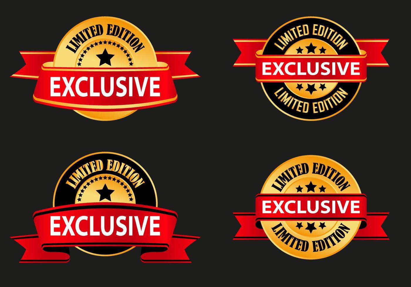 various golden exclusive label for sales and entertainment vector