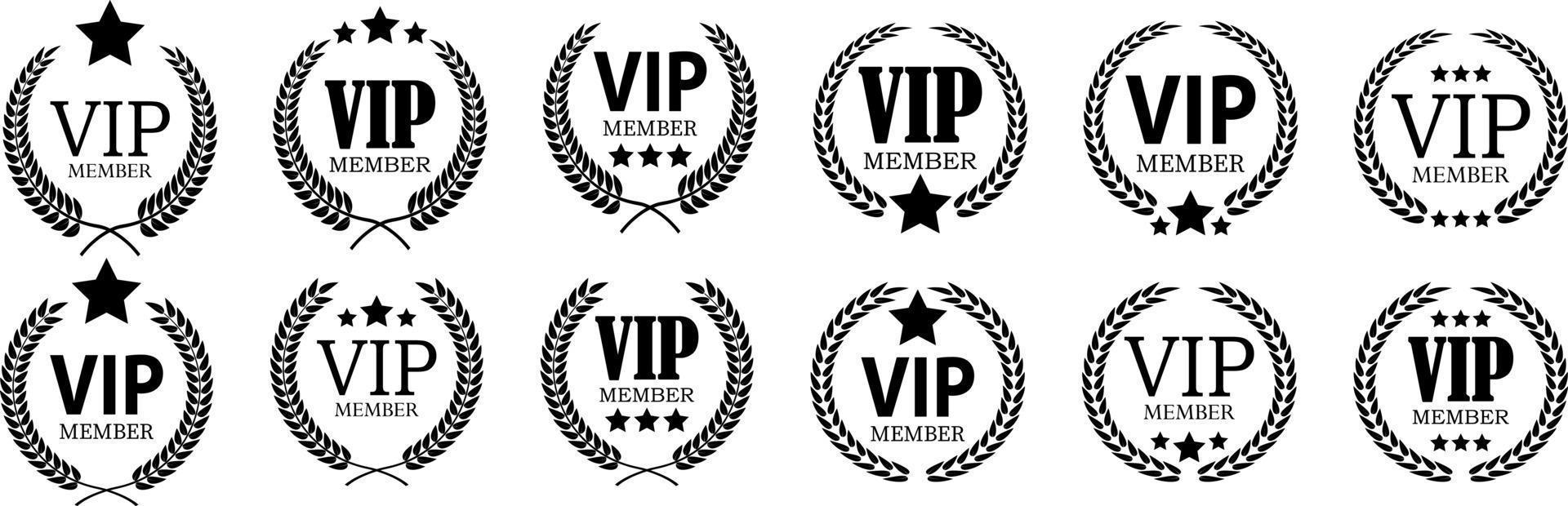 various black silhouette VIP label vector