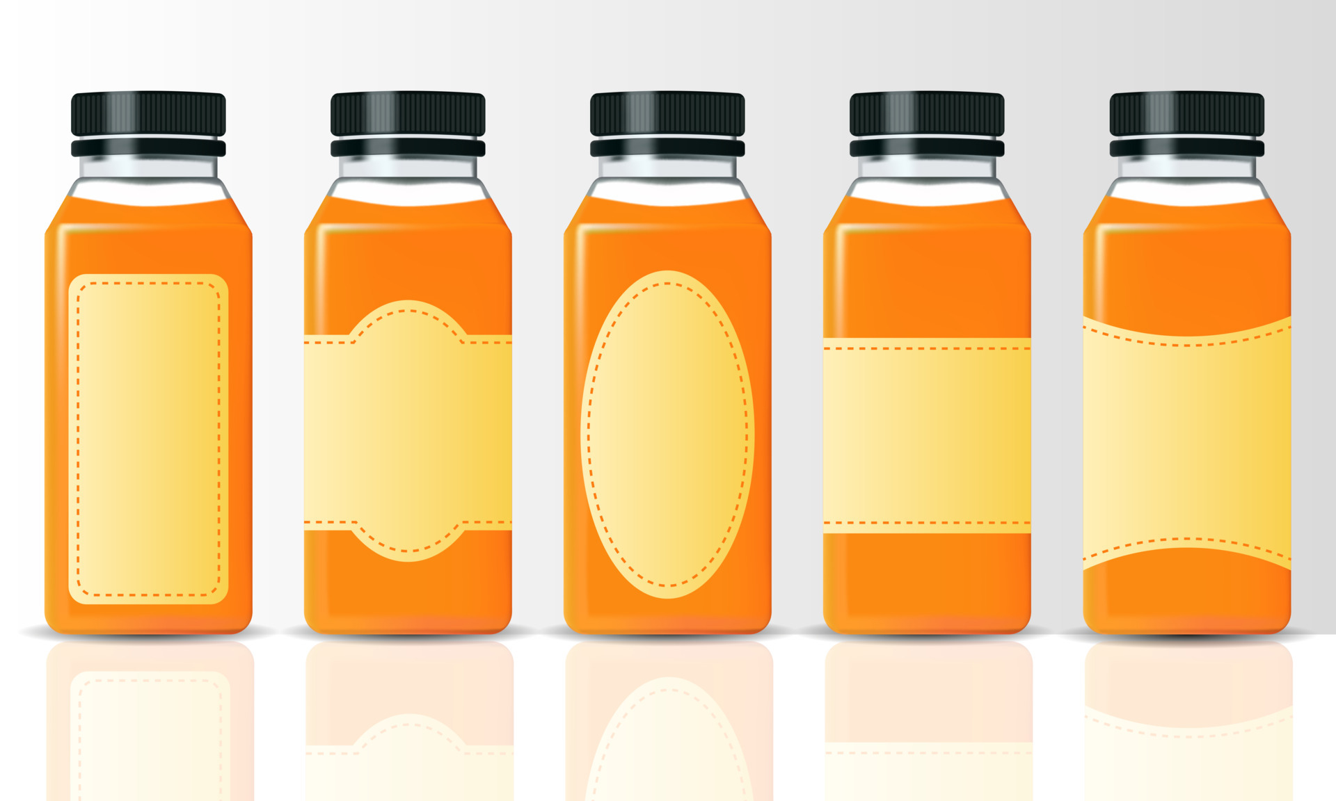 orange juice bottle mockup with various sticker 5500915 Vector Art at