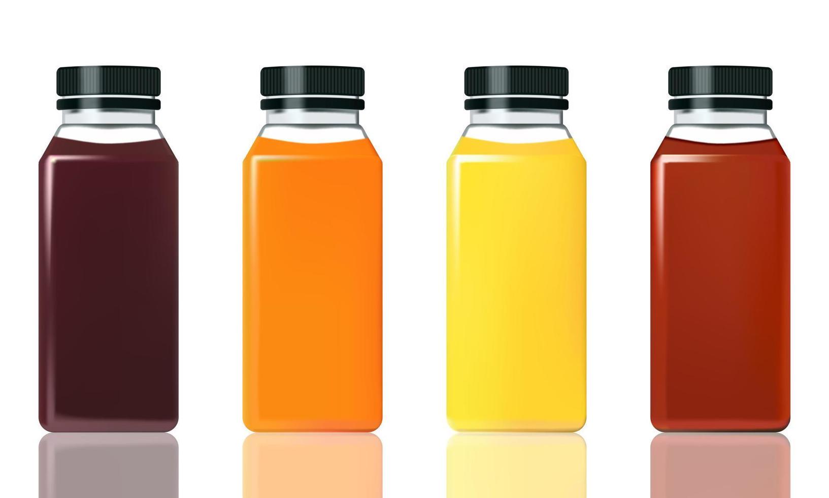 Realistic Glass Juice Bottles Mockup