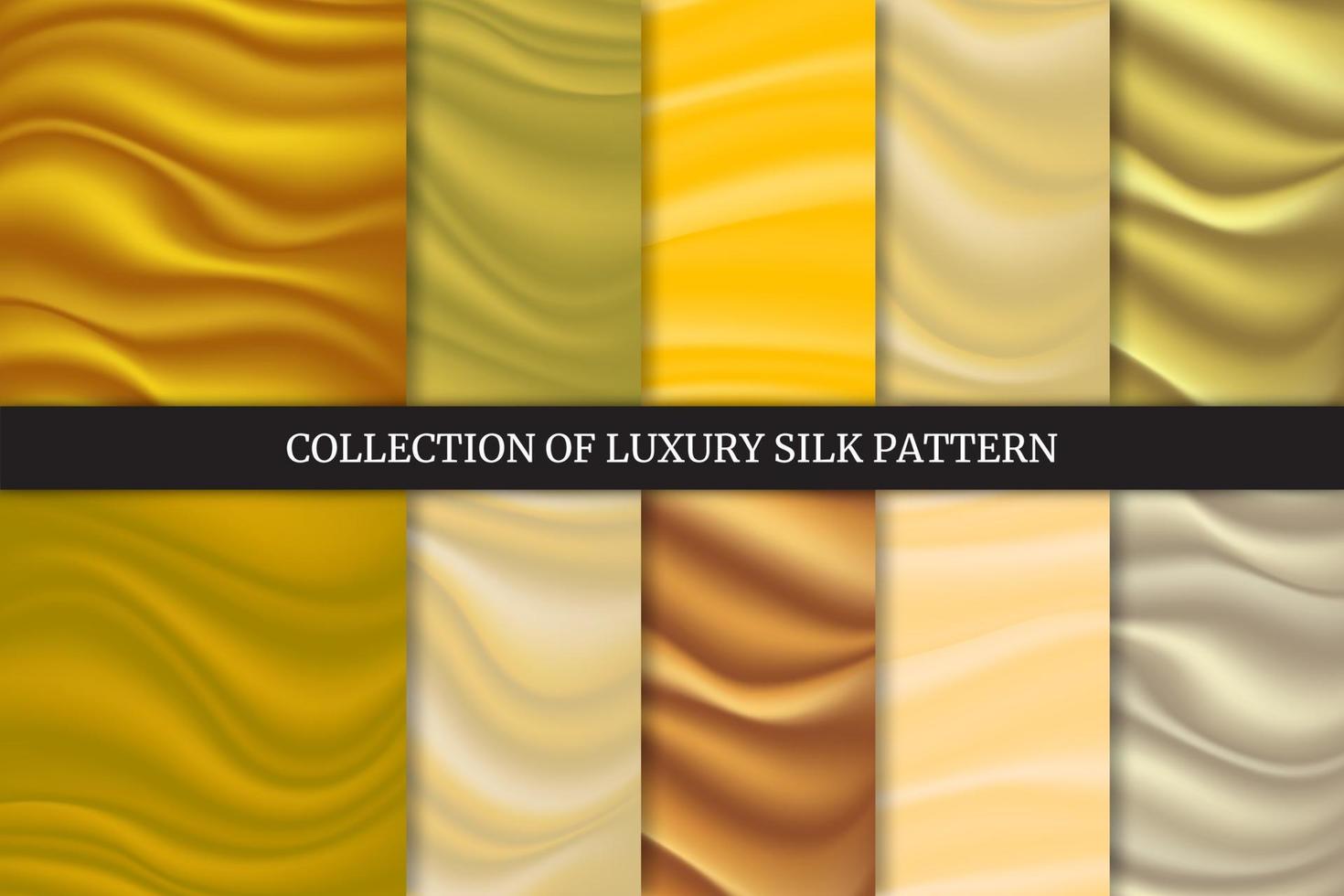 Set of luxury satin and silk cloth fabric crease background and texture. Vector illustration