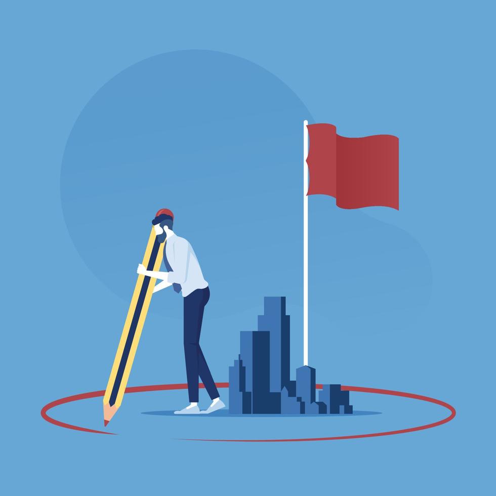 Businessman use pencil create his own territory, business concept vector