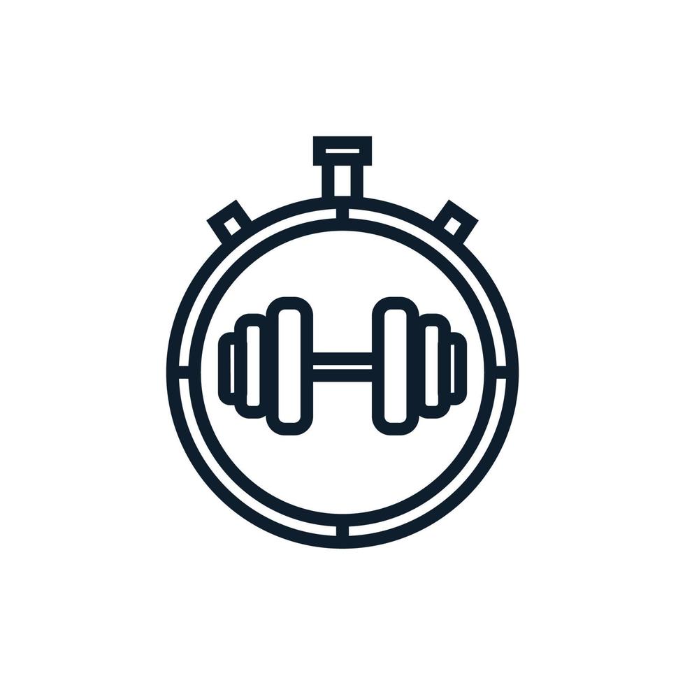 cronómetro con línea de gimnasio logo vector icono diseño ilustración