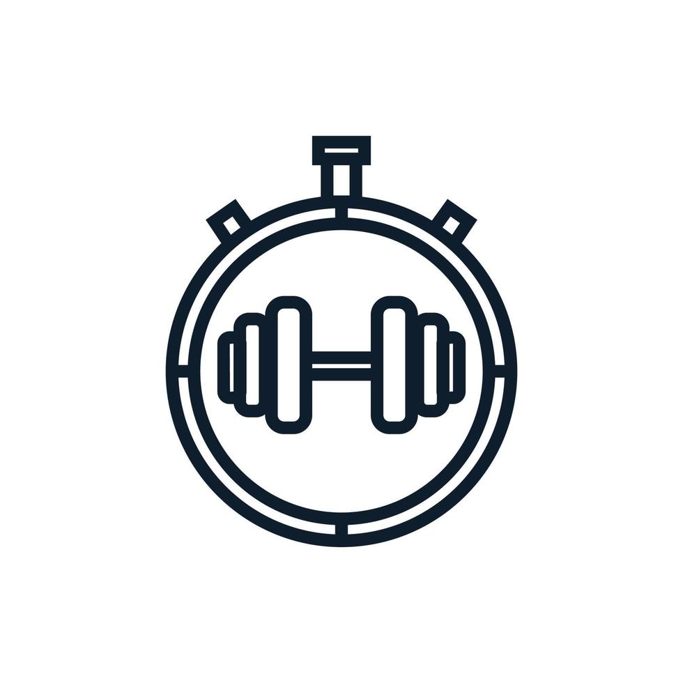 stop watch with gym line logo vector icon design illustration