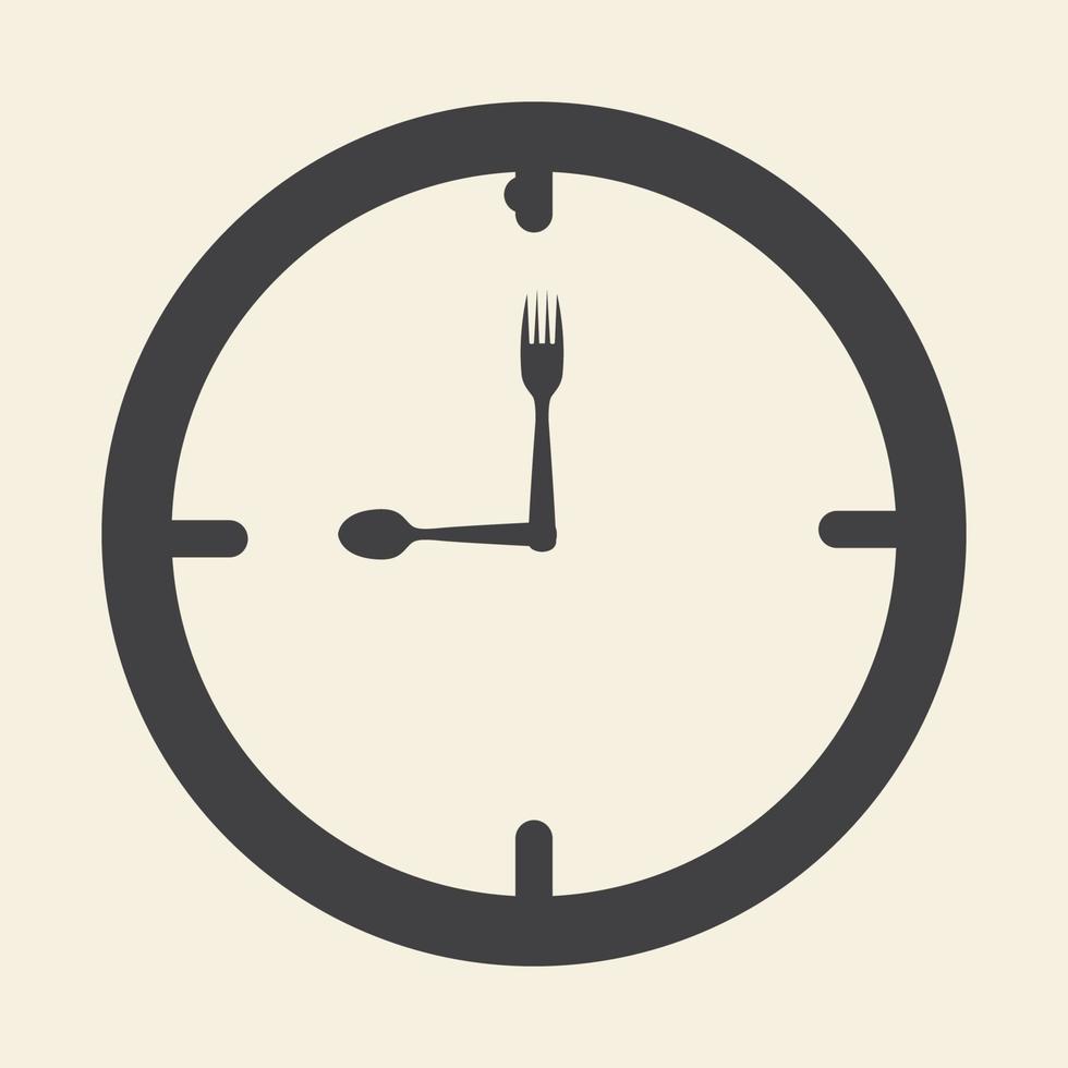 reloj con cuchara y tenedor logo símbolo icono vector gráfico diseño ilustración