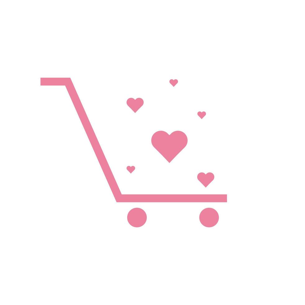 carro de línea de compras con amor logotipo símbolo icono vector gráfico diseño ilustración