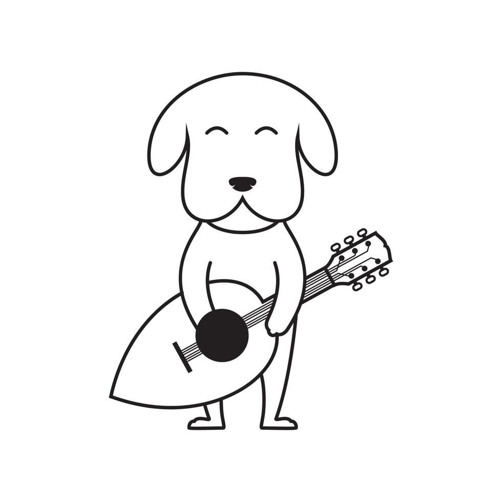 cute dog with ukulele logo design vector graphic symbol icon sign illustration creative idea