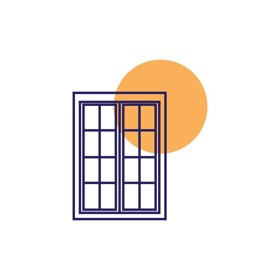 línea de ventanas simple con ilustración de diseño de icono de vector de logotipo de puesta de sol
