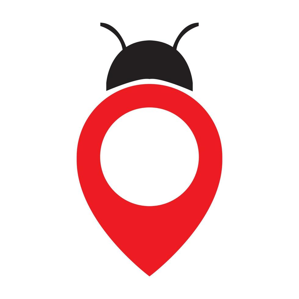 pin map location with lady bug insect logo symbol icon vector graphic design illustration idea creative