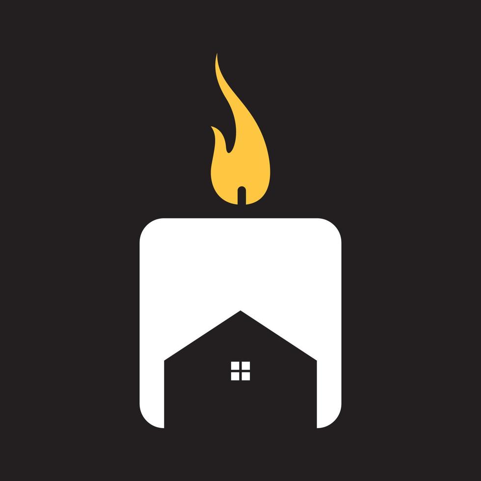 negative space home on candle logo symbol icon vector graphic design illustration idea creative