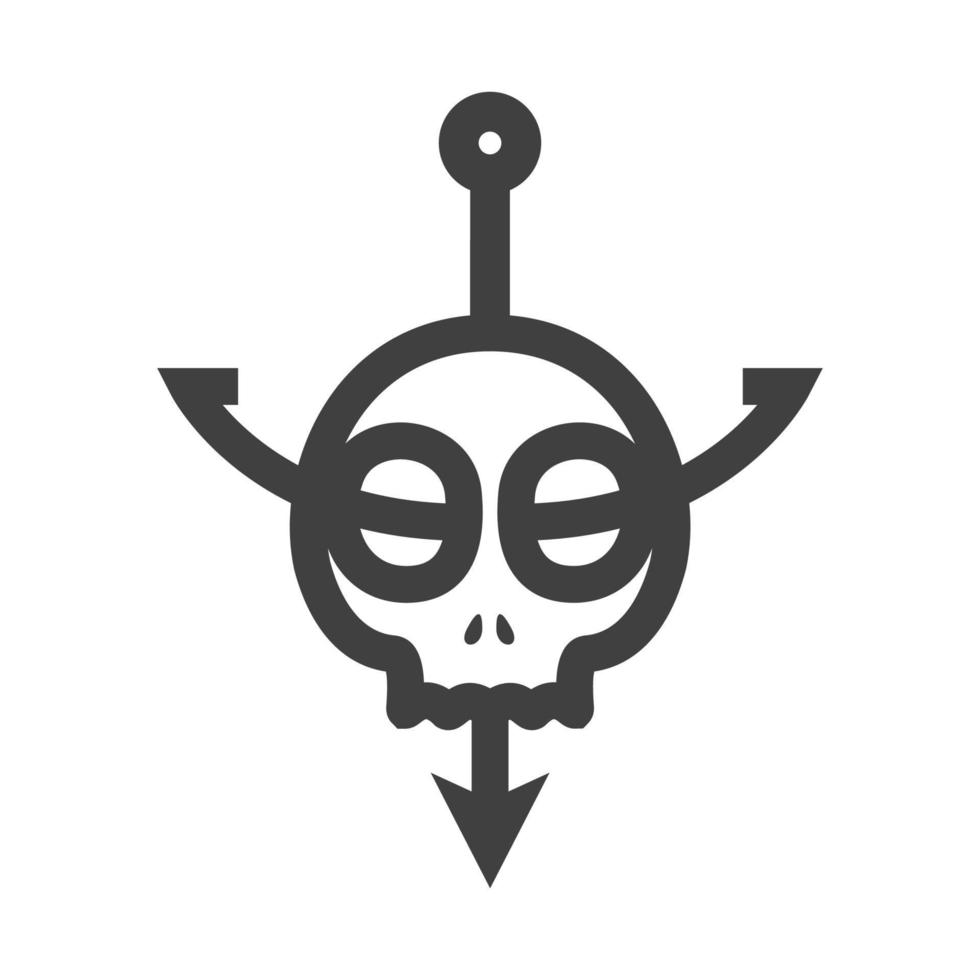 ancla con diseño de logotipo de línea de cráneo símbolo gráfico vectorial icono signo ilustración idea creativa vector