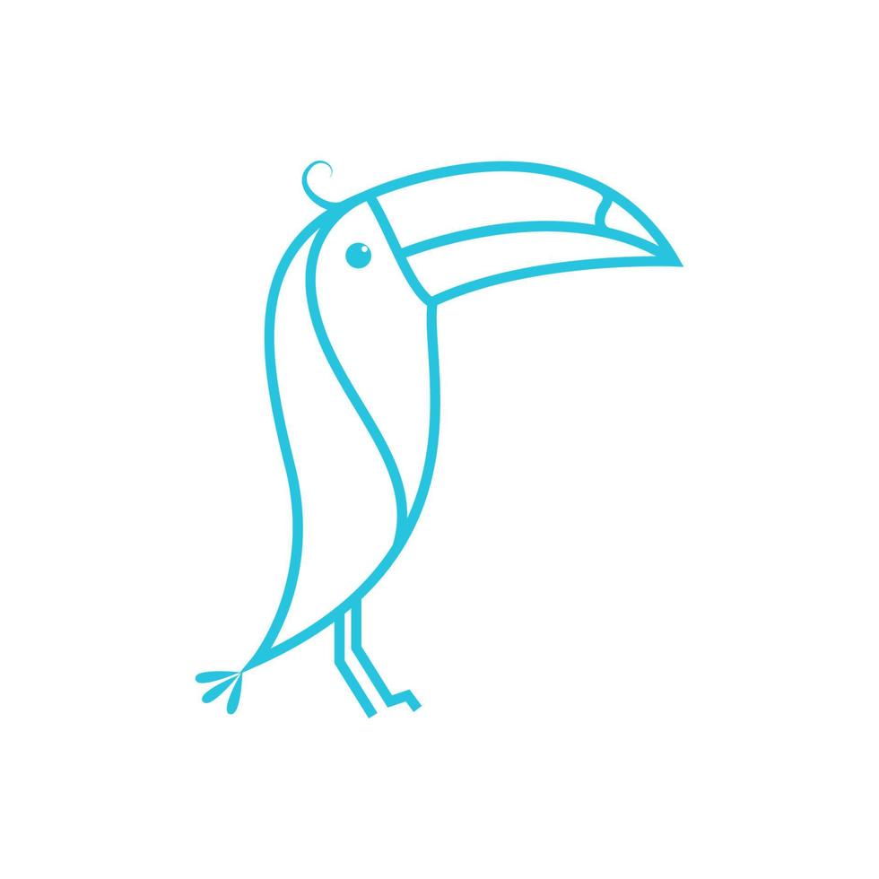 línea lindo pájaro tucán cálao diseño de logotipo vector gráfico símbolo icono signo ilustración idea creativa