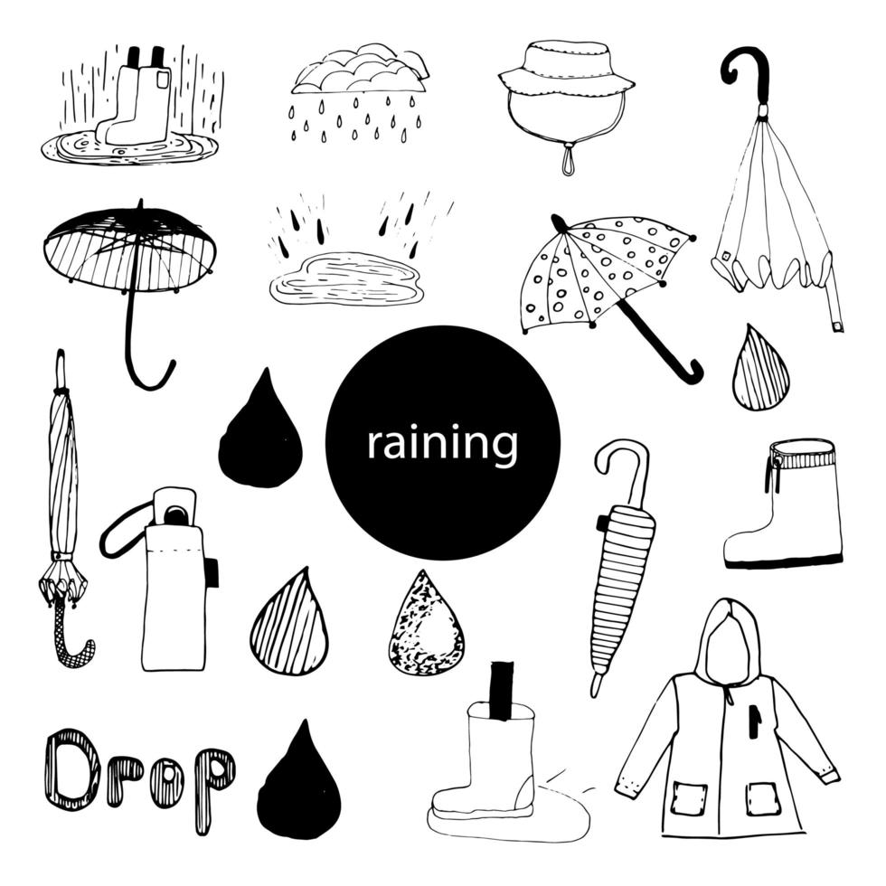 a set of vectors on the theme of rain