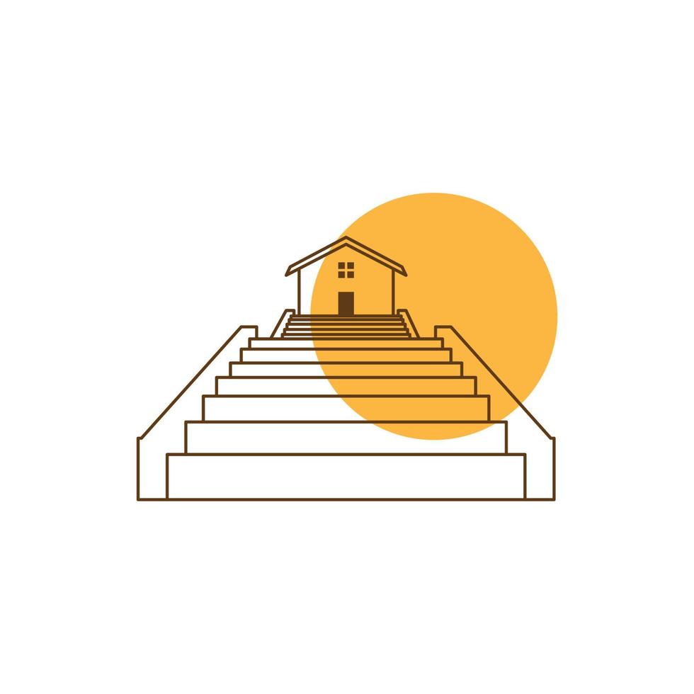 outdoor stairs to home line outline logo icon vector illustration design