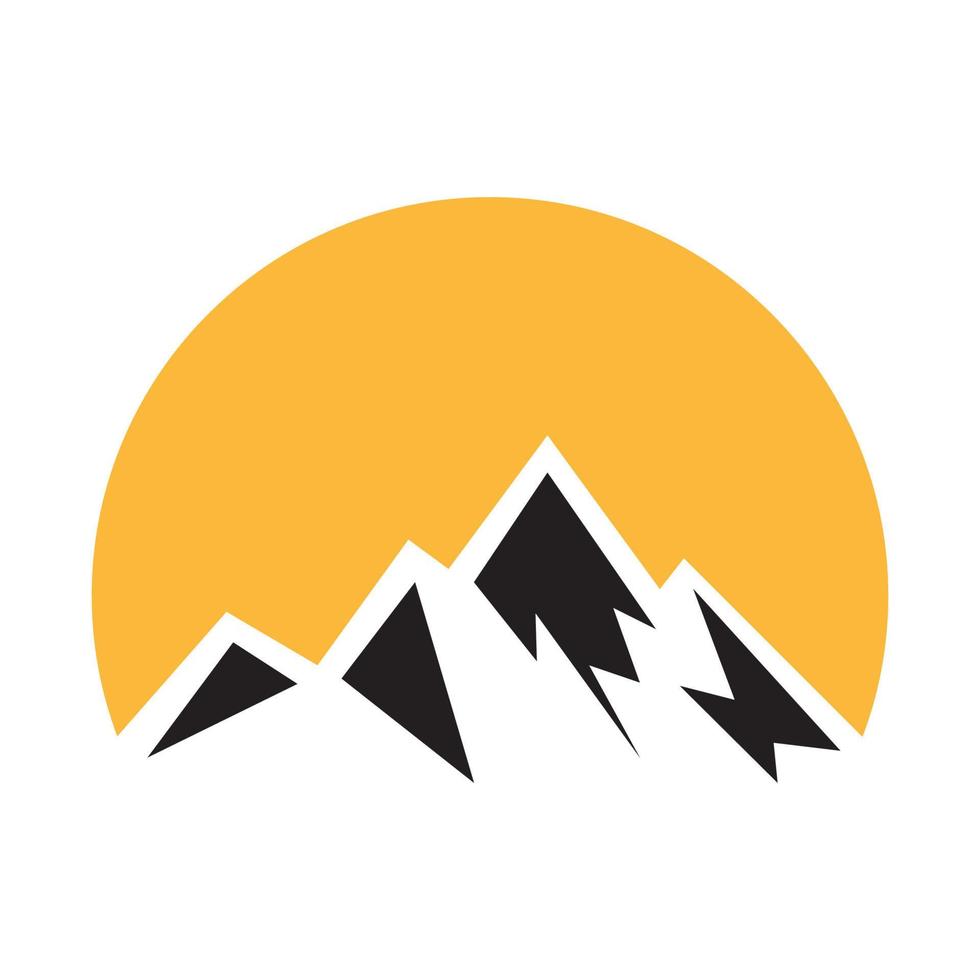 círculo geométrico puesta de sol con diseño de logotipo de montañas símbolo gráfico vectorial icono signo ilustración idea creativa vector