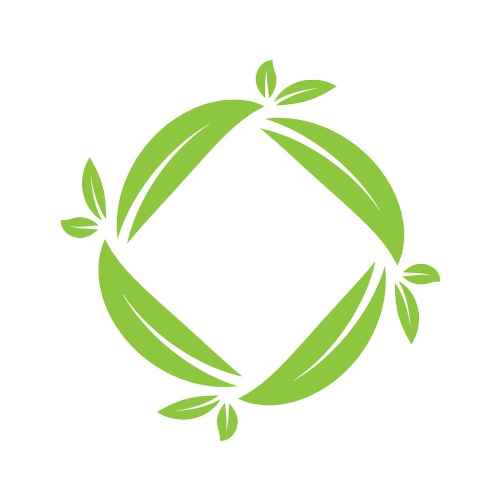 círculo cuadrado arte con hoja verde planta logotipo diseño vector gráfico símbolo icono signo ilustración idea creativa