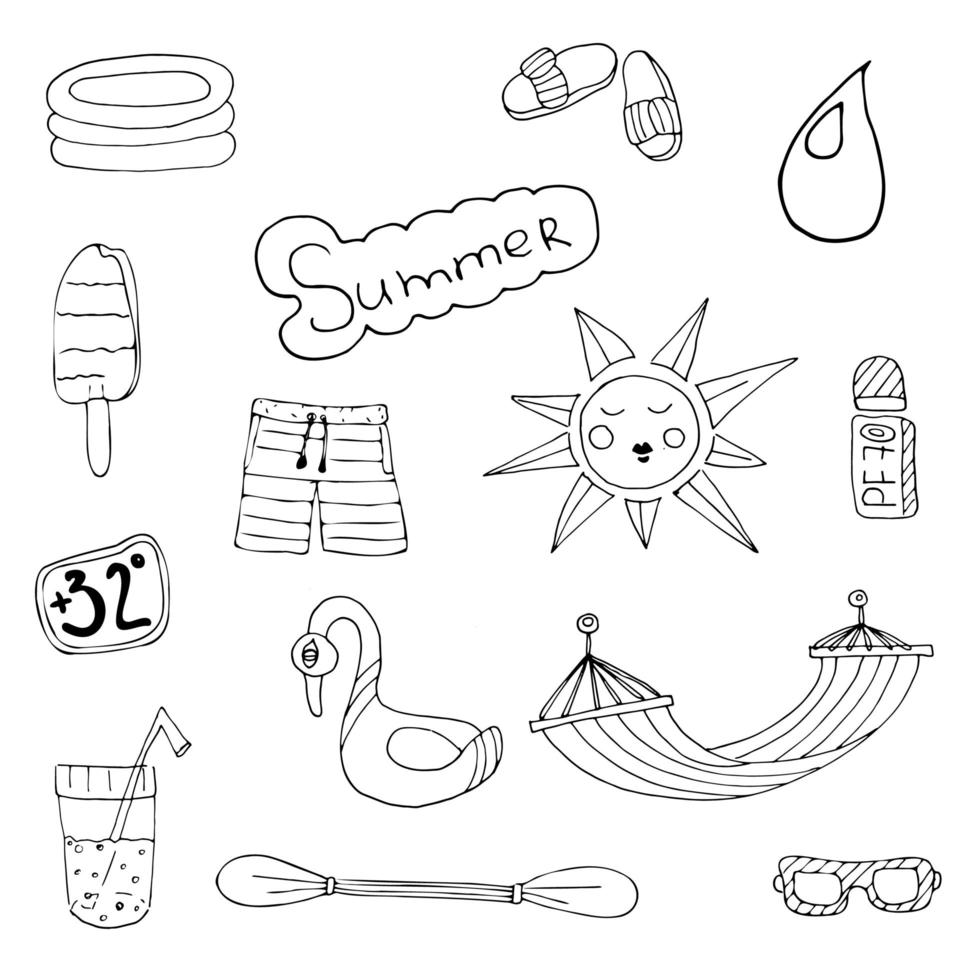 lindo set vectores ilustraciones verano para mude