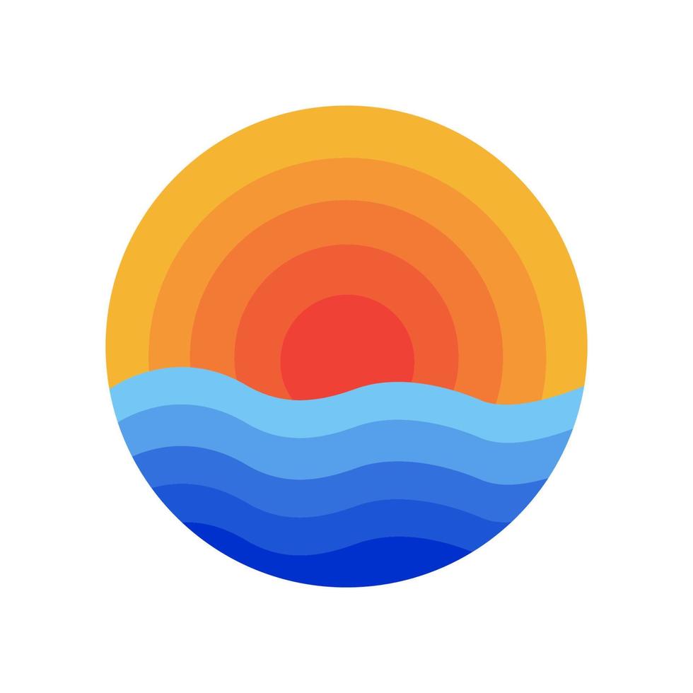 abstract sea and sunset colorful modern circle logo symbol icon vector graphic design illustration